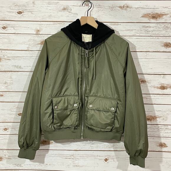 Aeropostale Hooded Bomber Jacket - Green - Large - Picture 14 of 16